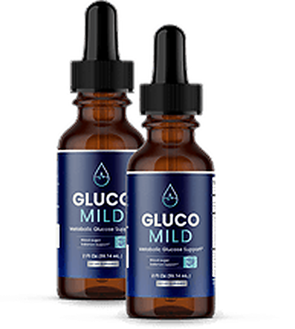 GlucoMild two-bottle package of dropper bottles